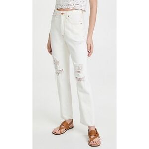 SLVRLAKE London Jeans Women's Sz.30 Off-White Distressed 100% Cotton Made in USA